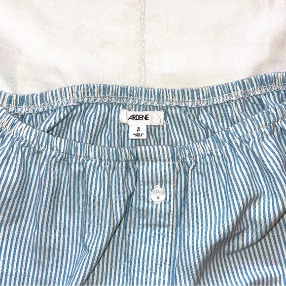 button up Puff Sleeve Square Neckline Ruched Bust Top | Colour: Blue/White - Picture 4 of 5